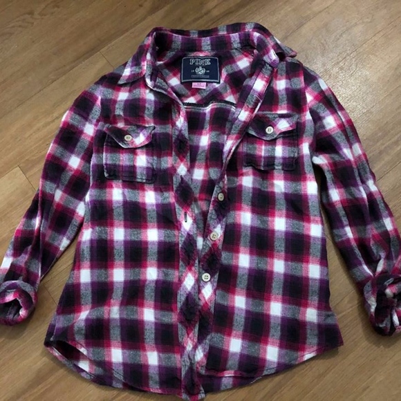 VS Pink plaid button down - Picture 1 of 1